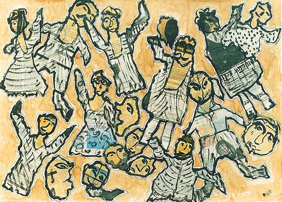 Angstige momenten, 1994, mixed techniques, 51,5 x 73 cm